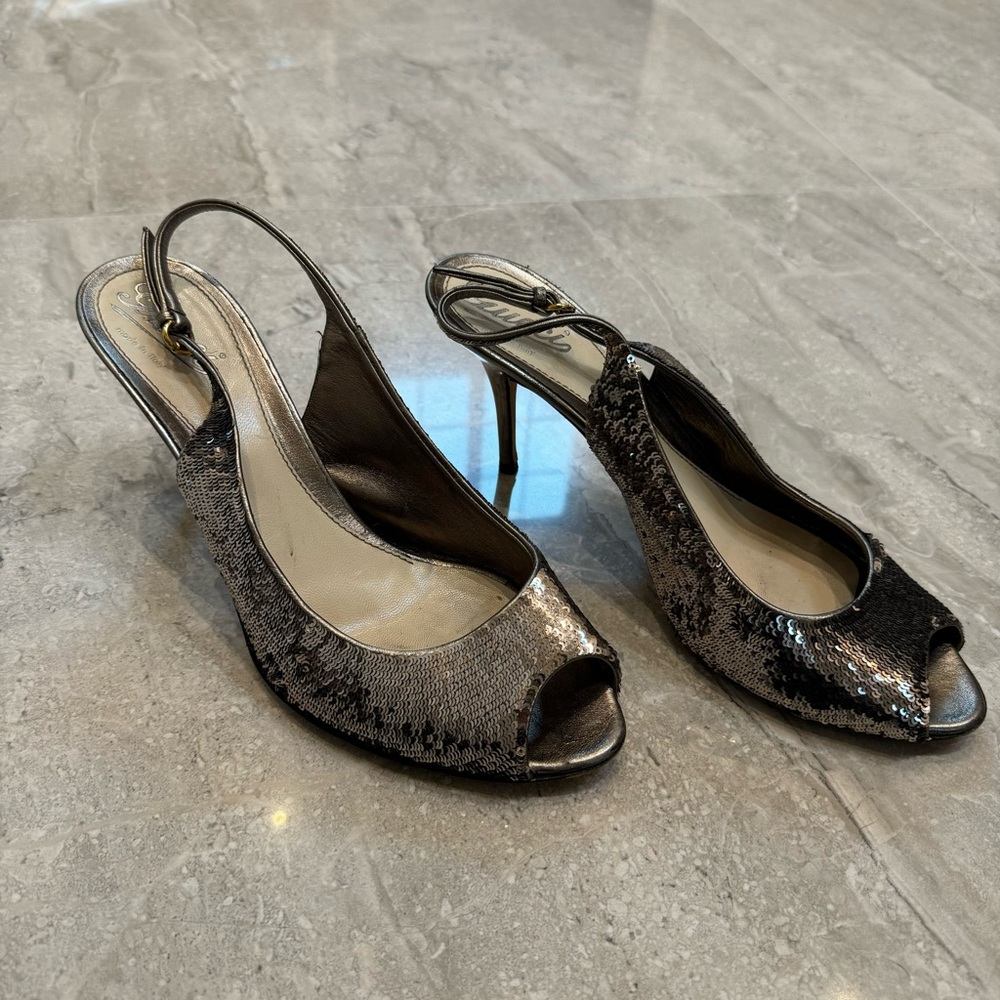 Gucci Black and Silver Sequin Heels